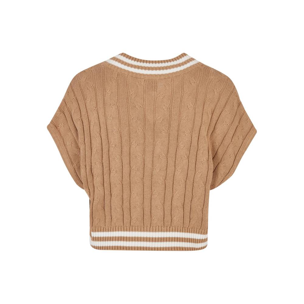 Urban Classics - Cropped Knit College Slipover Pull de culture - Beige